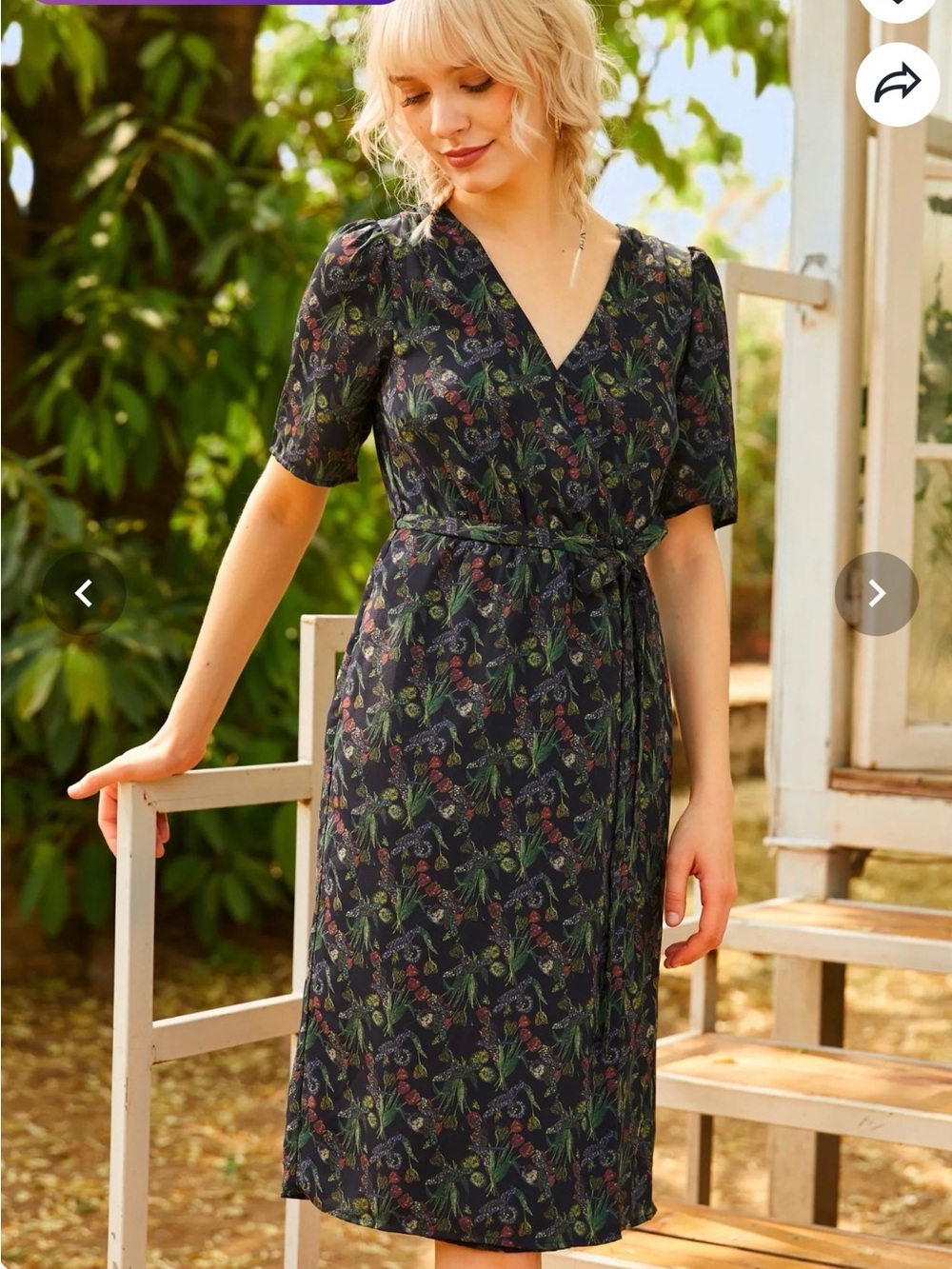 NWT ModCloth “Sunday Soirée” Faux Wrap Dress - Black Floral
